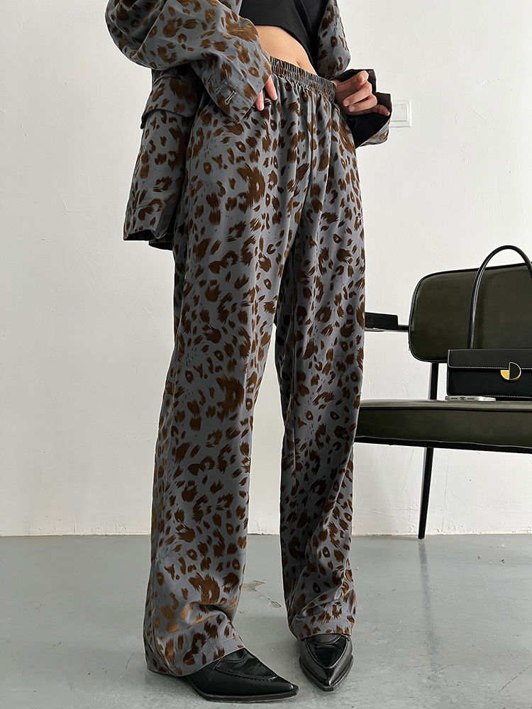 Babysbule Womens Leopard Print Pants Loose High Waist Leisure Time Wide Leg Pants  Trousers - Walmart.com